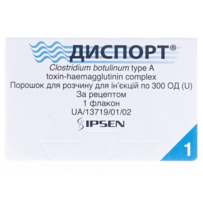 ДИСПОРТ® порошок для розчину для ін`єкцій, по 300 ОД; 1 флакон з порошком у картонній коробці